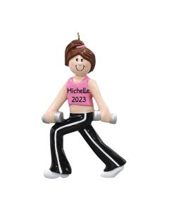 Personalized Workout Dumbbell Girl Ornament 
