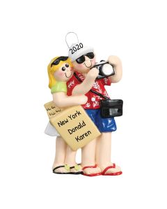 Personalized Tourist Couple Ornament 