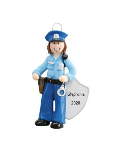 Personalized Police Officer Christmas Tree Ornament Female