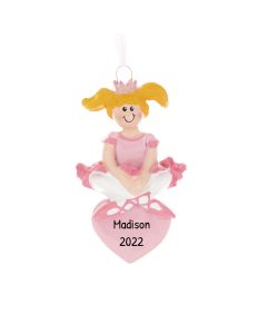 Personalized Ballet Princess Christmas Tree Ornament Blonde