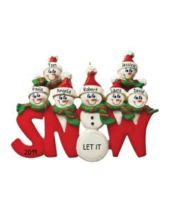 Personalized Snow Word Family of 7 Christmas Tree Ornament 