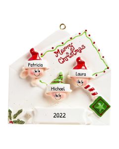 Personalized Christmas Letter Family of 3 Tree Ornament 