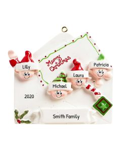 Personalized Christmas Letter Family of 4 Tree Ornament