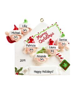 Personalized Christmas Letter Family of 6 Tree Ornament