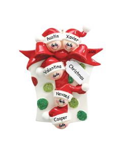 Personalized Glitter Gift Family of 5 Christmas Tree Ornament