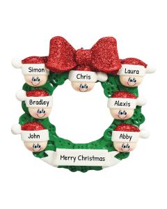 Personalized Button Wreath Family of 7 Christmas Tree Ornament