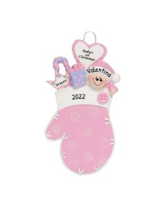 Personalized Baby Mitten Christmas Tree Ornament Female