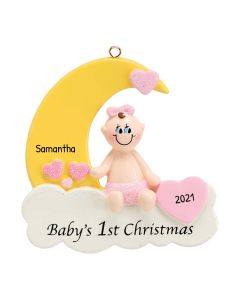 Personalized Baby's 1st Christmas Cloud Tree Ornament Female