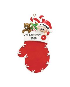 Personalized Red Baby Mitten Ornament
