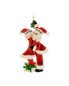 Personalized Mistletoe Santa & Mrs. Claus Ornament 