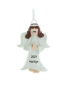 Personalized Star Angel Christmas Tree Ornament Brunette