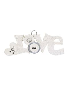 Personalized Love White Letter Engagement Ornament