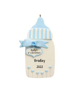 Personalized Baby's 1st Christmas Bottle Tree Ornament Male 