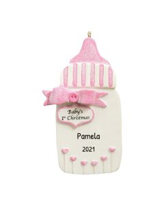 Personalized Baby's 1st Christmas Bottle Tree Ornament Female 