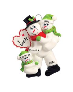 Personalized I Love Mommy Family of 3 Christmas Tree Ornament 