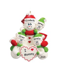 Personalized I Love Mommy Christmas Tree Ornament with 3 Kids