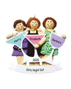 Personalized Girls Night Out Christmas Tree Ornament 3 Friends 