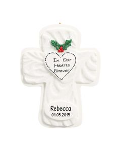 Personalized Our Heart Forever Cross Ornament 