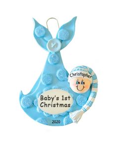 Personalized Baby's 1st Christmas Bundle Tree Ornament Male 