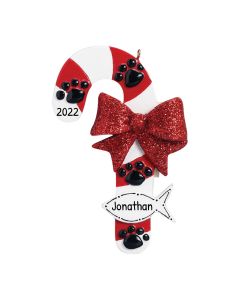 Personalized Dog Candy Cane Christmas Tree Ornament Cat