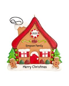 Personalized Gingerbread Cookie House Christmas Tree Ornament