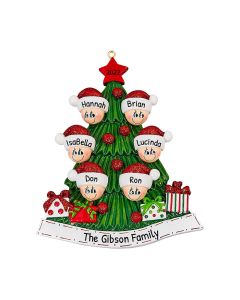 Personalized Christmas Tree Family of 6 Ornament