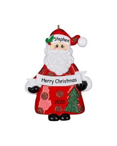 Personalized Santa Ribbon Christmas Tree Ornament