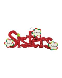 Personalized Sisters Letter Ornament 