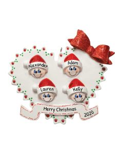 Personalized Blended Family Christmas Tree Ornament Family of 4