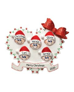 Personalized Blended Family of 5 Christmas Tree Ornament