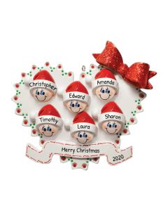 Personalized Blended Family of 6 Christmas Tree Ornament 