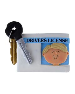 Personalized Driver's License Boy Christmas Tree Ornament Blonde Caucasian