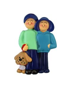 Personalized Couple walk with Dog Ornament 