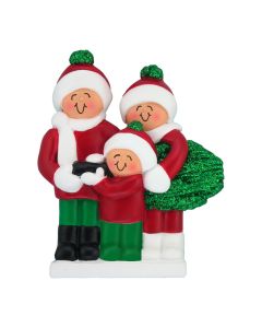 Personalized Buying a Christmas Tree Family of 3 Ornament