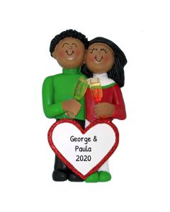 Personalized African American Anniversary Couple Christmas Tree Ornament