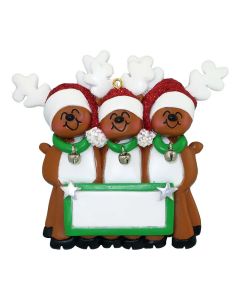 Personalized Reindeer Family of 3 Christmas Tree Ornament