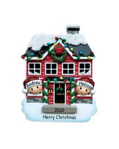 Personalized New House Family of 2 Christmas Tree Ornament