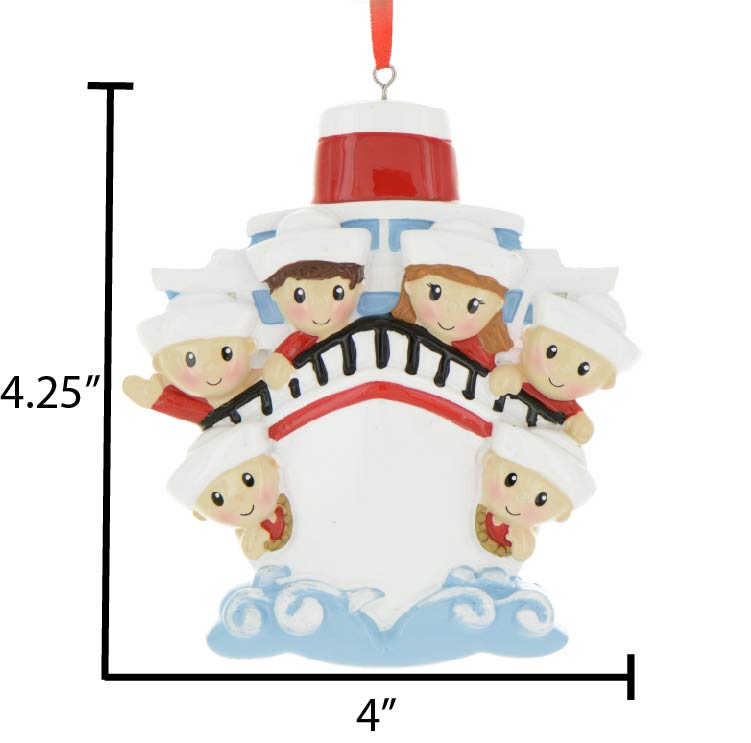 Personalized Family of 6 Cruise Ship Christmas Tree Ornament