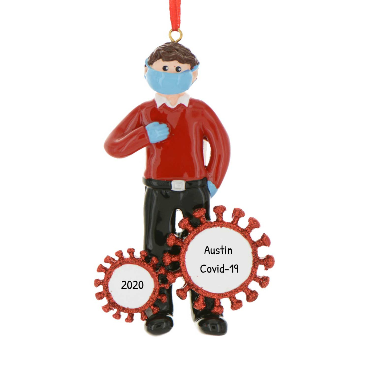Personalized Survived Corona Guy Christmas Tree Ornament